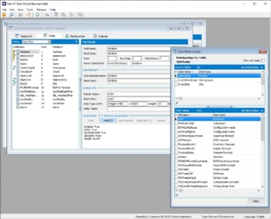 Safyr displaying Tables Relationship information for Bills of Materials in MS Dynamics AX